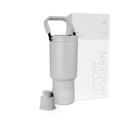 Simple Modern Tumbler with Handle, Water Jug | 30oz | Gray | Trek Pivot Insulated Stainless Steel Water Bottle | Interchangeable Straw & Chug Lid, Cupholder Friendly | Ice Gray - color: -Ice Gray, size: 30 Ounces