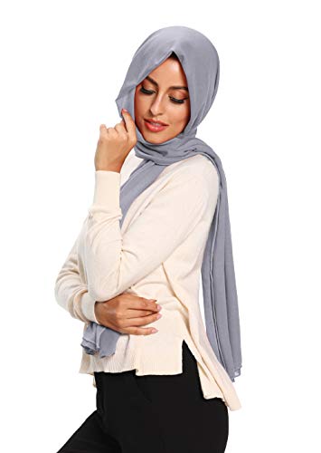 Jersey Hijab Scarfs for Women Head Scarf Muslim Head Wraps - color: Light Grey