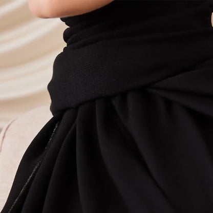 Modest Summer Woven Hijab | Premium Lightweight, Soft Touch Hijab for Women - color: Black