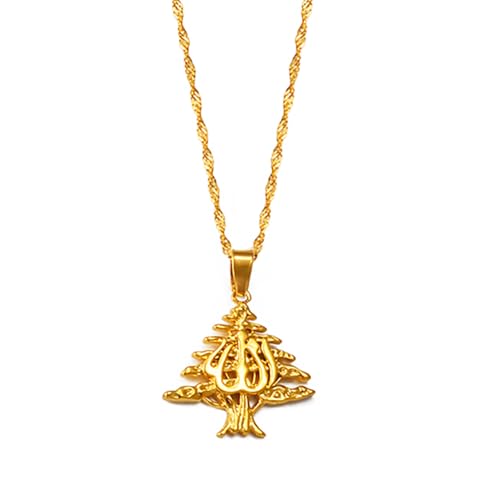 Liban Pendants Necklaces Lebanese Cedar Jewelry Lebanon Map Eastern Rite Church Maronite Cross Allah Symbol - color: Gold Color 2