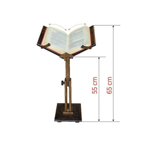 Adjustable Carved Wooden Book Stand | Quran, Bible, Torah Holder Lectern | Dictionary, Cookbook Stand