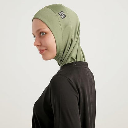 Hijab for Hair Buns - Ready-to-Wear Breathable Headscarf for Running, Fitness - Headscarf for Active Muslim Women - color: Pastel Green