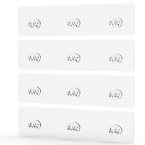 Shower Caddy Adhesive Replacement Stickers Sticker Shelf Basket Strips Suction Hooks Large Strong Hook (Transparent - 4 Packs - 3 Wire Hook) - color: Transparent - 4 Packs - 3 Wire Hook
