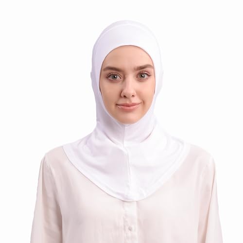 Modal Jersey Muslim Amira Instant Hijab Scarf for Women Jersey Hijab Undercaps - color: White