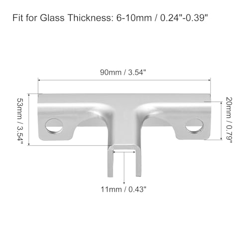 uxcell Glass Fixing Clip, 2pcs for 6-10mm Aluminum Alloy T-Shaped Glass Clamp Glass Support Bracket for Glass Display Cabinet, Fish Tank - size: 6-10mm