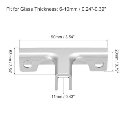 uxcell Glass Fixing Clip, 2pcs for 6-10mm Aluminum Alloy T-Shaped Glass Clamp Glass Support Bracket for Glass Display Cabinet, Fish Tank - size: 6-10mm