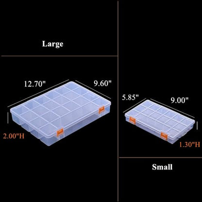 3 Pack Mixed Size Clear Plastic Storage Box Organizer Case with Fixed Compartment for Small Parts, Jewelry, Diamond, Craft Supplies, Sewing Kit, DIY Accessories - size: Mixed Size