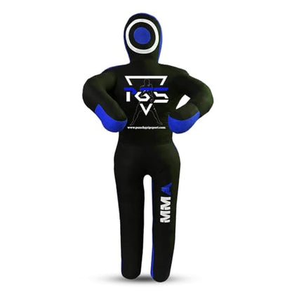 MMA Grappling Dummy Brazilian JIU Jitsu BJJ Punching Bag for Self Defense Wrestling Judo Karate Boxing Throwing Submission Standing Position - UNFILLED - color: Black Blue, size: 6FT / 70"
