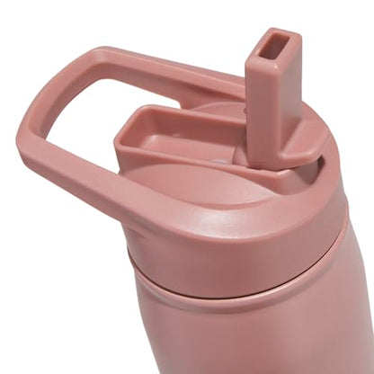 adidas Stainless Steel Metal Water Bottle 20 oz (600 mL) Straw Lid - color: Warm Clay Pink/Quiet Crimson Purple