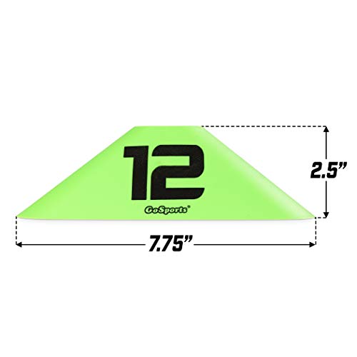 GoSports Modern Sports Cones - 12 Pack with Numbered Cones - Great for Soccer, Basketball, Football and More