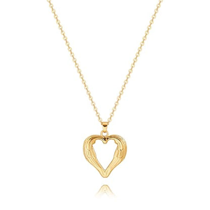 POTESSA 18K Gold Plated Pendant Necklace Medallion Coin Heart Y Shaped Chain Toggle Necklace for Women Jewelry - color: Hollow Heart