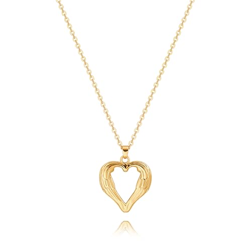 POTESSA 18K Gold Plated Pendant Necklace Medallion Coin Heart Y Shaped Chain Toggle Necklace for Women Jewelry - color: Hollow Heart