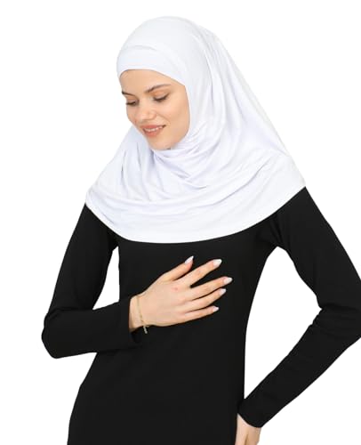 Prien Chic Ready To Wear Hijab For Women, Muslim Long Turban Undercap Set, Instant Scarf, Prayer Clothes For Girls, Abaya - color: White