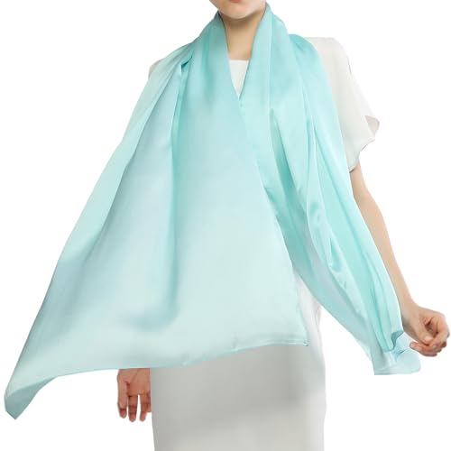 RIIQIICHY Women Shawls and Wraps for Evening Dresses Like Chiffon Silk Scarf Formal Silky Pashmina Shawls for Weddings - color: Turquoise