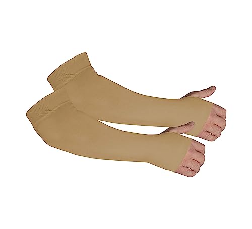 Arm Protector Sleeves for Elderly Thin Skin, Bruising, Sun Protection, Men, Women - color: Nude | 1 Pair, size: Large