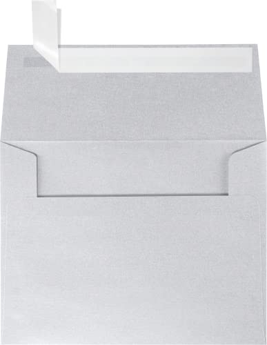 LUXPaper A2 Invitation Envelopes | Peel & Press | 4 3/8" x 5 3/4" | Silver Metallic | 80lb. Text | 50 Qty - color: Silver Metallic