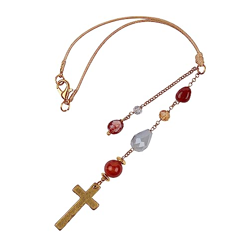 Elegant Cross for Car Mirror - Sun Catcher Rearview Mirror Charm, Transforms Sunlight and Diffuses Colors and Energy Throughout The Car - Red Crystals - color: Red Crystals