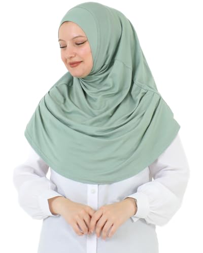 Prien Ready To Wear Hijab For Women, Instant Turban, Soft Muslim Scarf For Prayer, Long Hijabs, Islamic Clothes, Jersey Abaya - color: Light Green