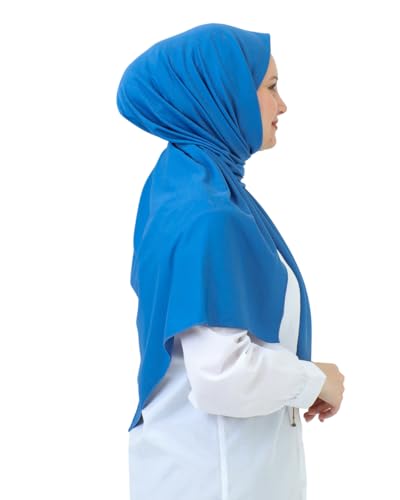 Prien Hijab For Women Muslim Lightweight Scarf Head Scarves For Girls Islamic Long Headscarf Chiffon Shawl Prayer Set Ramadan - color: Indigo