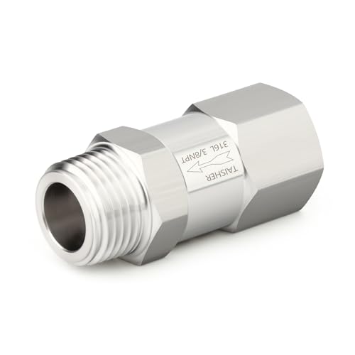 1PCS 316L Stainless Steel 3/8" NPT Male x 3/8" NPT Female Check Valve,Backflow Prevention,One Way Non-Return Check Valves - size: 3/8" (Fx M)NPT