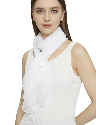 PANTONIGHT Long Chiffon Sheer Scarf For womens - color: 073 White