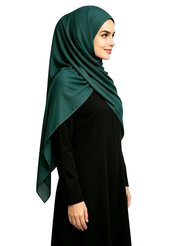 Lina & Lily Non-see-through Premium Jersey Maxi Hijab Head Scarf Wrap for Muslim Women - color: Dark Green