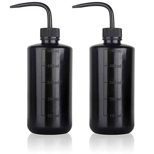 Melphoe Tattoo Wash Bottle Squeeze, 2Pcs 500ml Squirt Bottle Succulent Watering Can, Safety Rinse, Lab Washing, Tattoo Supplies, Lash Water Squeezer, Black - color: Black, size: 16.9 Ounces