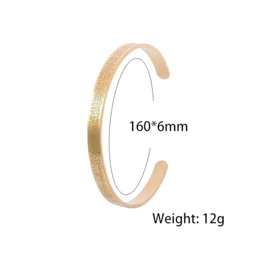 Islamic Bangle for Women Men,Islam Ayatul Kursi Quran Calligraphy Allah God Jewelry Arabic Bracelets Stainless Steel Cuff Bangle Amulet Gift Religious Bracelet Eid Ramadan Gifts for Him Her - color: Black