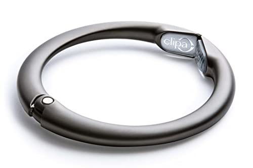 Clipa Bag Hangers The Ring that Opens into a Hook, Closes Automatically | Holds 33 lbs, Needs only 1/2" to Hang a Bag, Easy to Use with One Hand, in 9 available styles, 3 yr Warranty - color: Matte Hematite