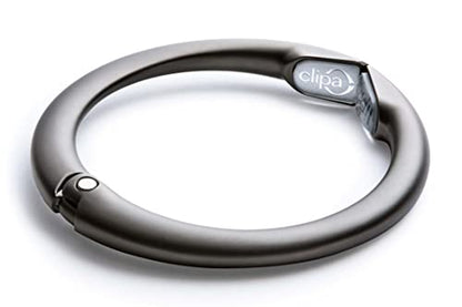 Clipa Bag Hangers The Ring that Opens into a Hook, Closes Automatically | Holds 33 lbs, Needs only 1/2" to Hang a Bag, Easy to Use with One Hand, in 9 available styles, 3 yr Warranty - color: Matte Hematite