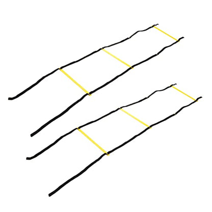 2PCS 4 Rung Rope Ladder Speed Training Footwork Ladder with Carry Bag for Football Basketball 2m Black Rope Yellow Rung