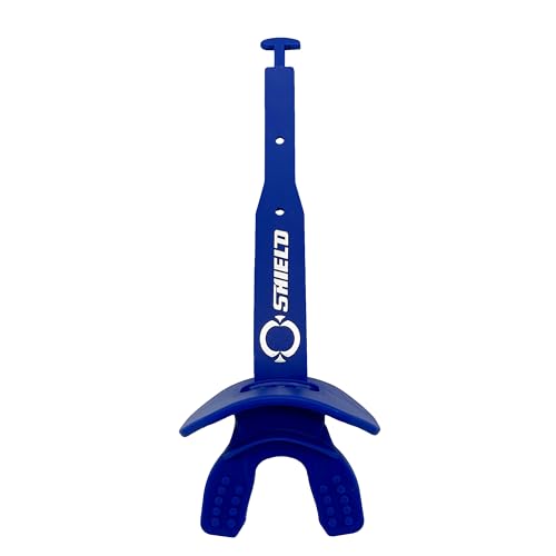 O Shield Striker Football Lip Guard with Permanent Strap | Football Lip Guard with Permanent Strap — Front Teeth, Lip, and Full Bite-Surface Coverage, No-Boil Ready Fit - color: Royal Blue