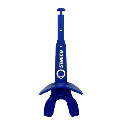 O Shield Striker Football Lip Guard with Permanent Strap | Football Lip Guard with Permanent Strap — Front Teeth, Lip, and Full Bite-Surface Coverage, No-Boil Ready Fit - color: Royal Blue