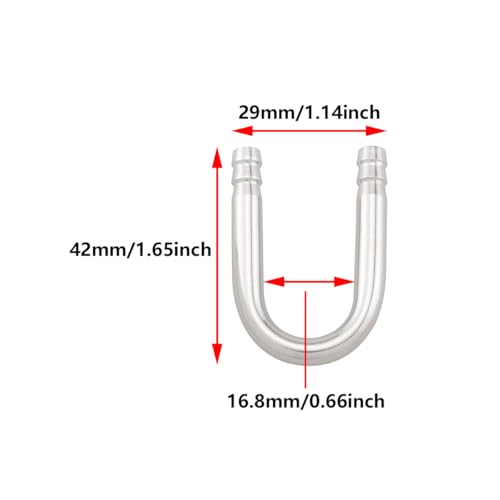 JianLing 4PCS Aquarium U Shape Stainless Steel Connector Carbon Dioxide System U Bend Fitting 42mm Fish Aquarium Aquascape Oxygen Pump Elbow