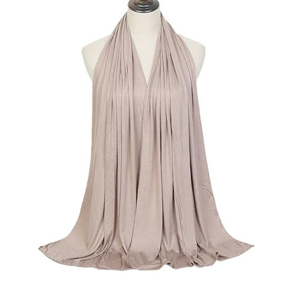 GSHLLO Long Soft Hijab Scarf Muslim Jersey Head Scarf Solid Color Hijab Modal Cotton Head Wrap Simple Headscarf Khaki - color: Khaki