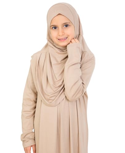 Prien Kids Muslim Prayer Dress With Hijab & Pouch, Soft Viscose Abaya For Girls, Islamic Clothes, Robe For Eid, Ramadan - color: Deep Mink