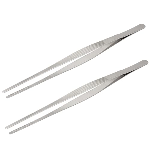 Hordion 2Pcs 11.7" Thumb Forceps Stainless Steel Hobby Tweezers Blunt Serrated Tips Long tweezer - size: 11.7"