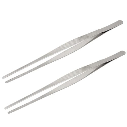 Hordion 2Pcs 11.7" Thumb Forceps Stainless Steel Hobby Tweezers Blunt Serrated Tips Long tweezer - size: 11.7"