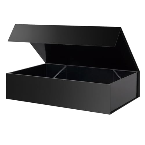 PACKHOME Extra Large Black Gift Box 17.5x11.3x4.3in with Magnetic Lid - color: 17x11x4 Inch-Black-Pack of 1
