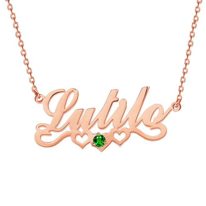 10K/14K/18K Solid Gold Name Plate Necklace,Real Gold Customized Name Necklace with Birthstone for Women,Personalized 1-4 Nameplates Necklaces Birthday for Her Girls - color: Style 4