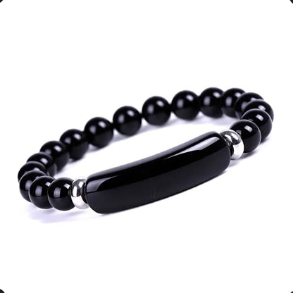 Black Agate Stone Prayer Beads and Bracelet - Worry Beads - Tesbih - Tasbih - Tasbeeh - Misbaha - Masbaha - Subha - Sebha - Rosary (Black Agate Stone/Gold Tassel) - color: Black Agate Stone Prayer Beads and Bracelet