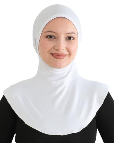 Prien Sport Hijab For Women, Muslim Head Scarf, Flexible Turban Girls, Chic Islamic Wear For Gym, Neck Collar Bonnet Viscose - color: White