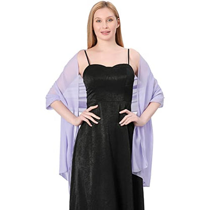 Ladiery Chiffon Shawl Wraps for Women Evening Dresses, Elegant Soft Sheer Shawls for formal dressy Bride Wedding - color: Light Purple