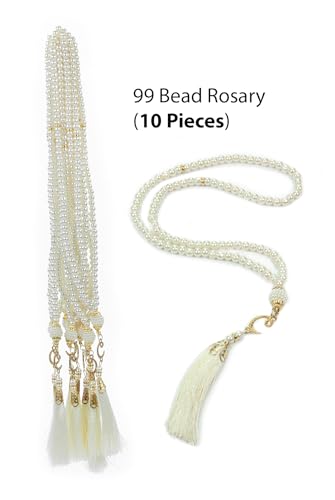 ihvan online, Tasbih Prayer Beads 99, Pack of 10, Muslim Prayer Bead, Islamic Rosary Bead, Dhikr, Tasbeeh Bulk, Misbaha, Masbaha, Tespih, Islamic Gift for Ramadan & Mawlid & Hajj Umrah - color: White-Model 2