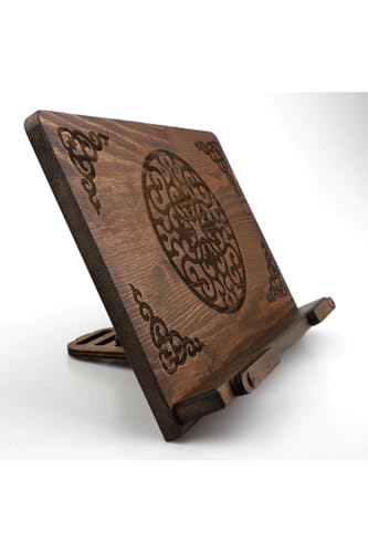 Wooden Takva Desktop Quran Stand Holder for Books and Tablets Brown - Brown