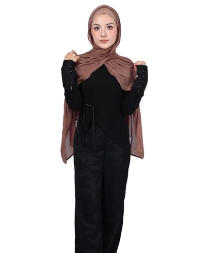 Modal Cotton Hijab Scarf for Women with Undercap Set - color: Tan
