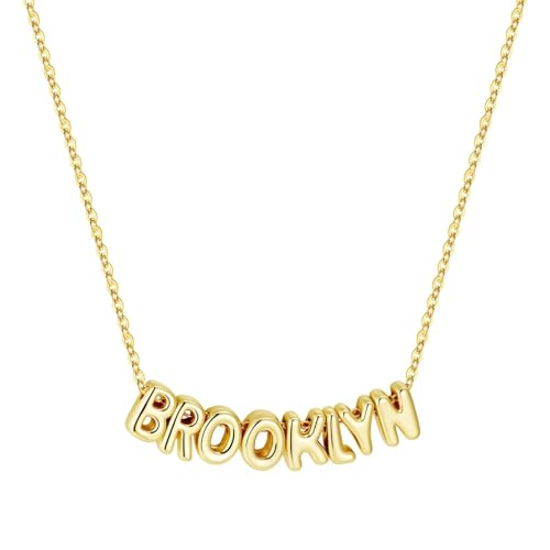 M MOOHAM Mothers Day Gifts - Custom Name Necklace 14K Gold Plated Necklace Personalized Monogram Pendant Name Necklaces for Women Trendy Jewelry Gifts for Women Mom Her Birthday Gifts - style: Brooklyn