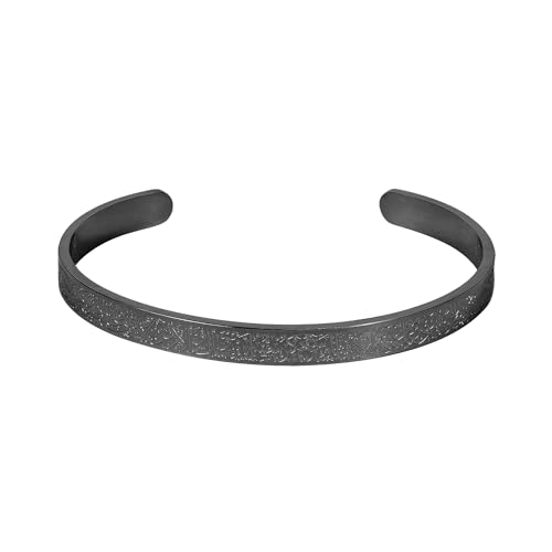 Arabic Islamic Bracelet Cuff bracelets for women Islamic Jewelry Gifts for Women Allah Gold Bangles Bracelets Ayatul Kursi Arabic Cuff Bracelet for Women Men Islam Eid Ramadan New Year Gifts - color: D-SB258-Black