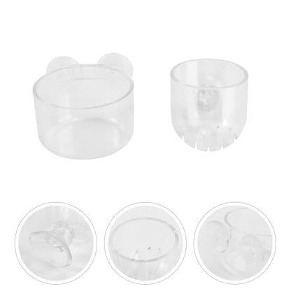 NUOBESTY 2pcs Aquarium Feeder Cup Fish Food Container Worm Holder Acrylic Fish Tank Feeding Device with Suction Cup for Freshwater and Saltwater