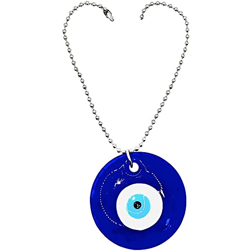 LUCKBOOSTIUM Evil Eye Hanging Charm - Car Rearview Mirror Accessory, Spiritual Protection Amulet, Home Wall Décor, Good Luck Ornament with Silver Chain, Car Mirror Decoration - color: Evil Eye With Silver Chain